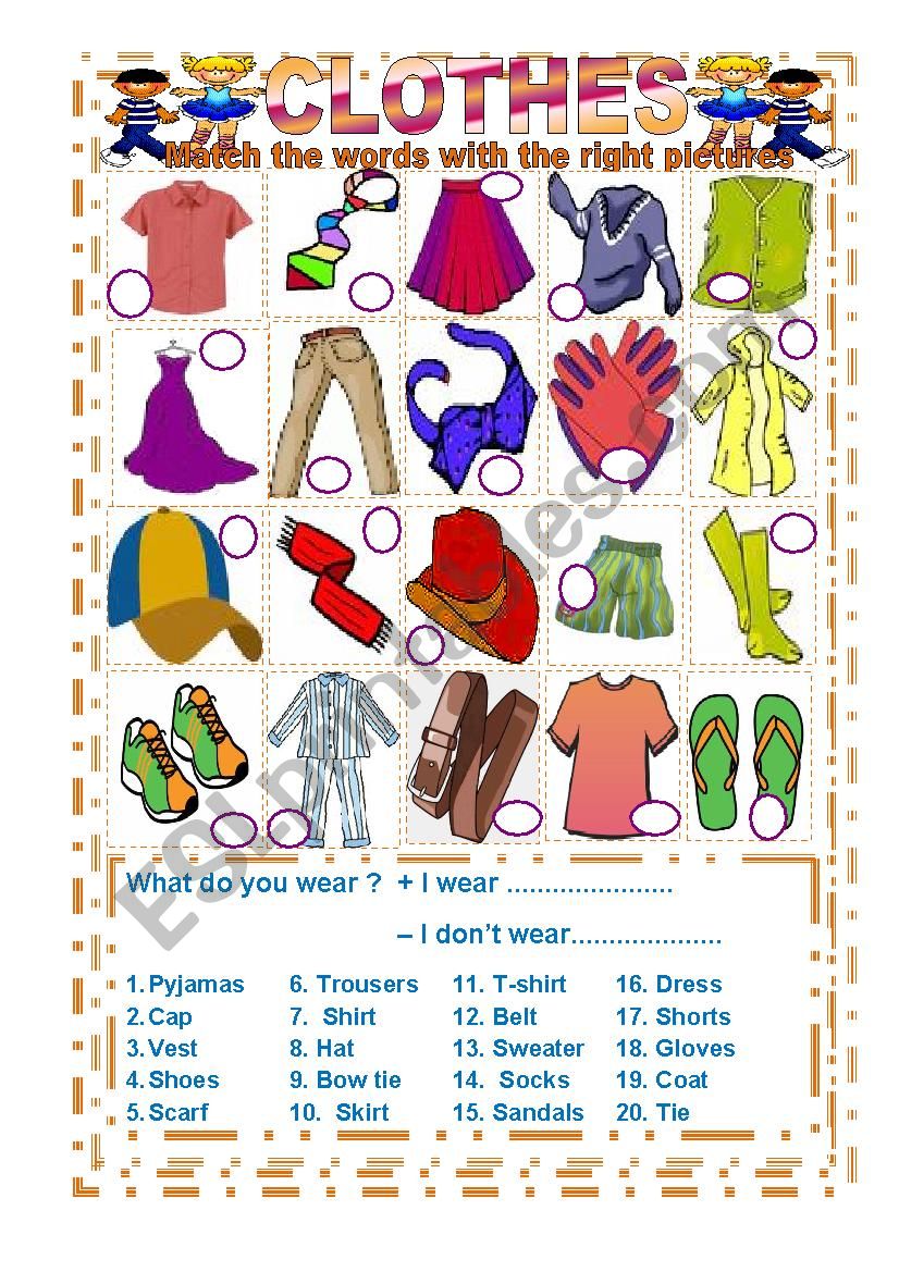 what do you wear? worksheet