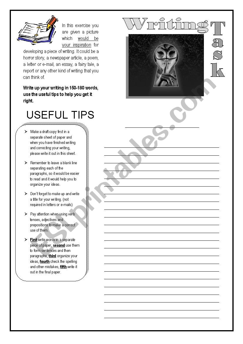 writing using a picture worksheet