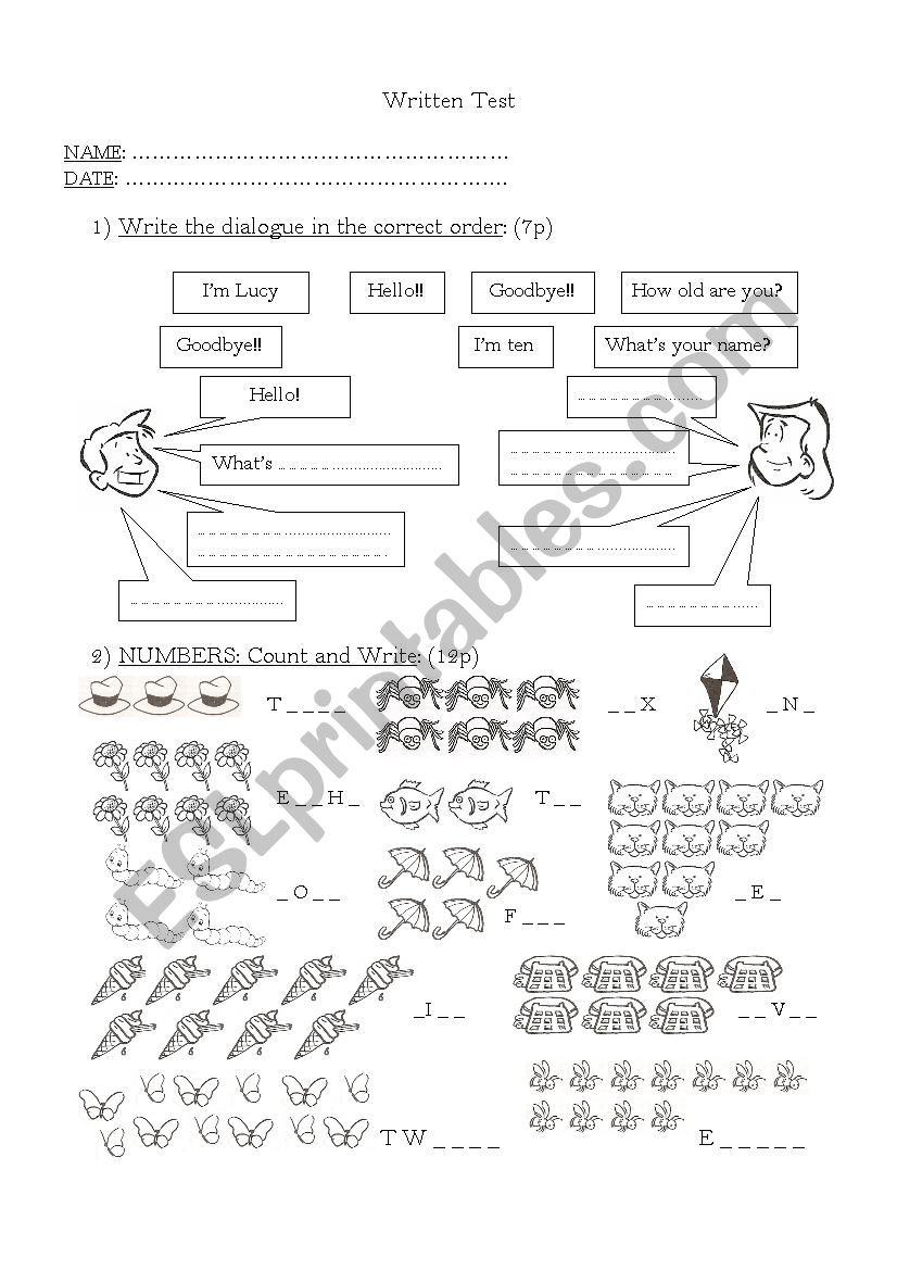 numbers, shapes  and colours worksheet