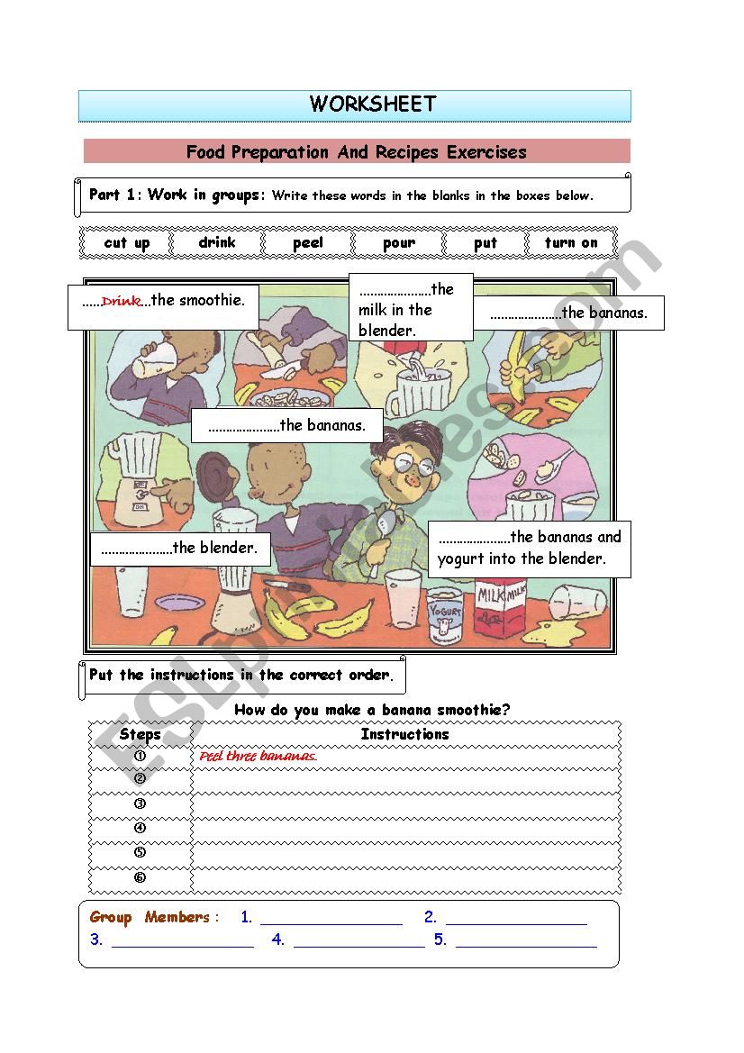 Food Preparation worksheet