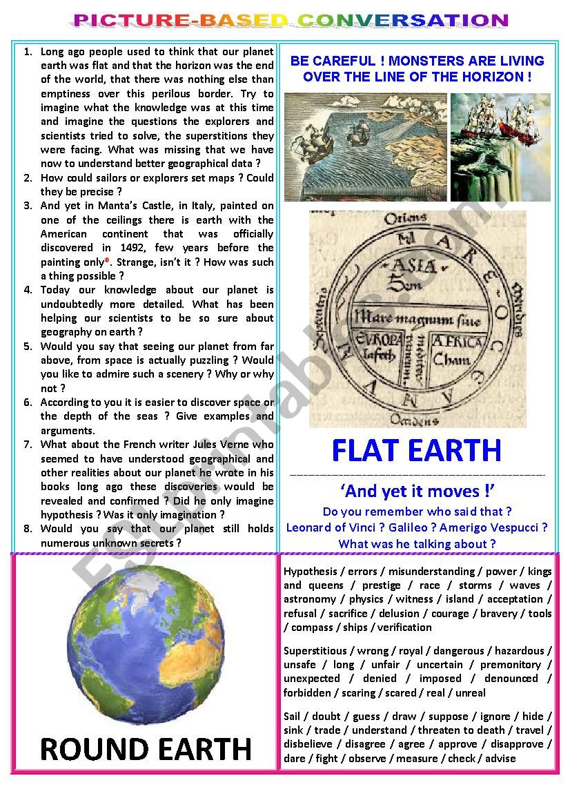 Picture-based conversation : topic 60 - flat earth vs round earth