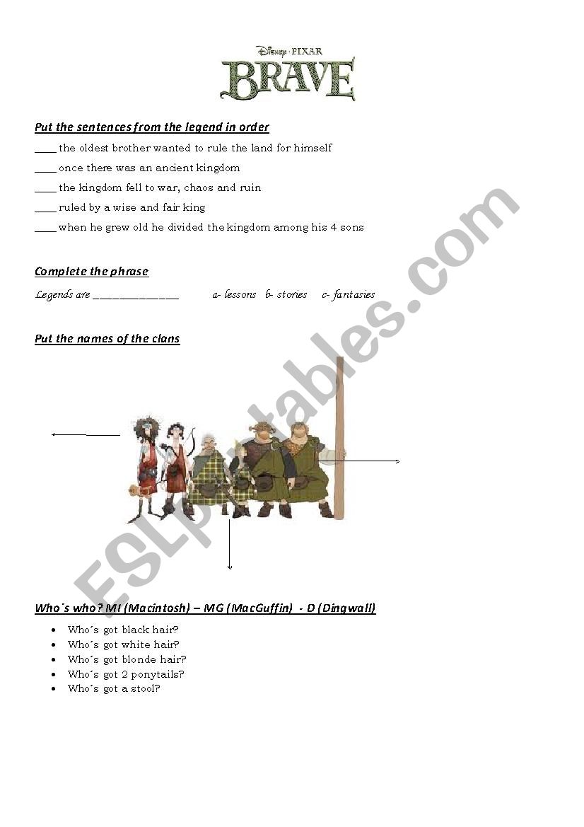 Brave worksheet