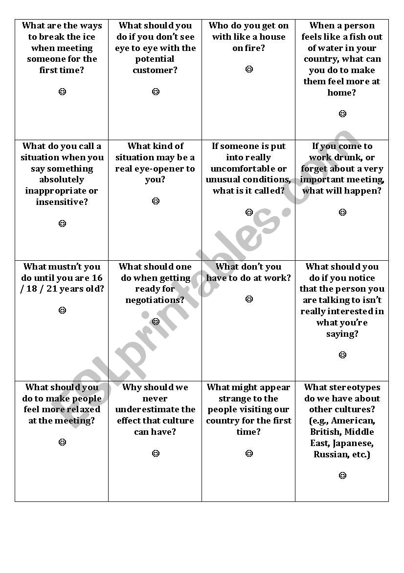 Warm-up Questions worksheet