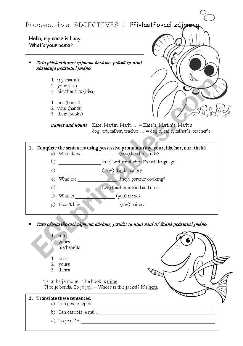 possessive-adjectives-esl-worksheet-by-lucie-vackova