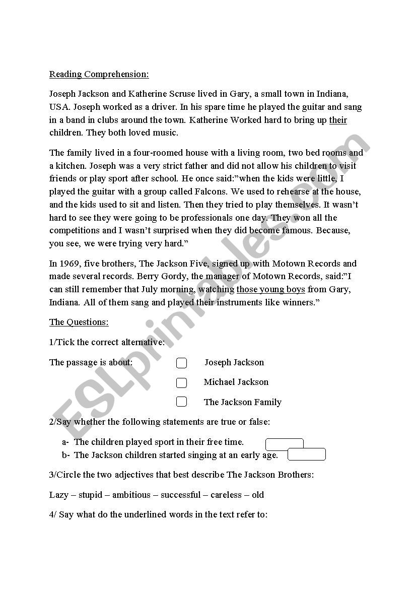 English test worksheet