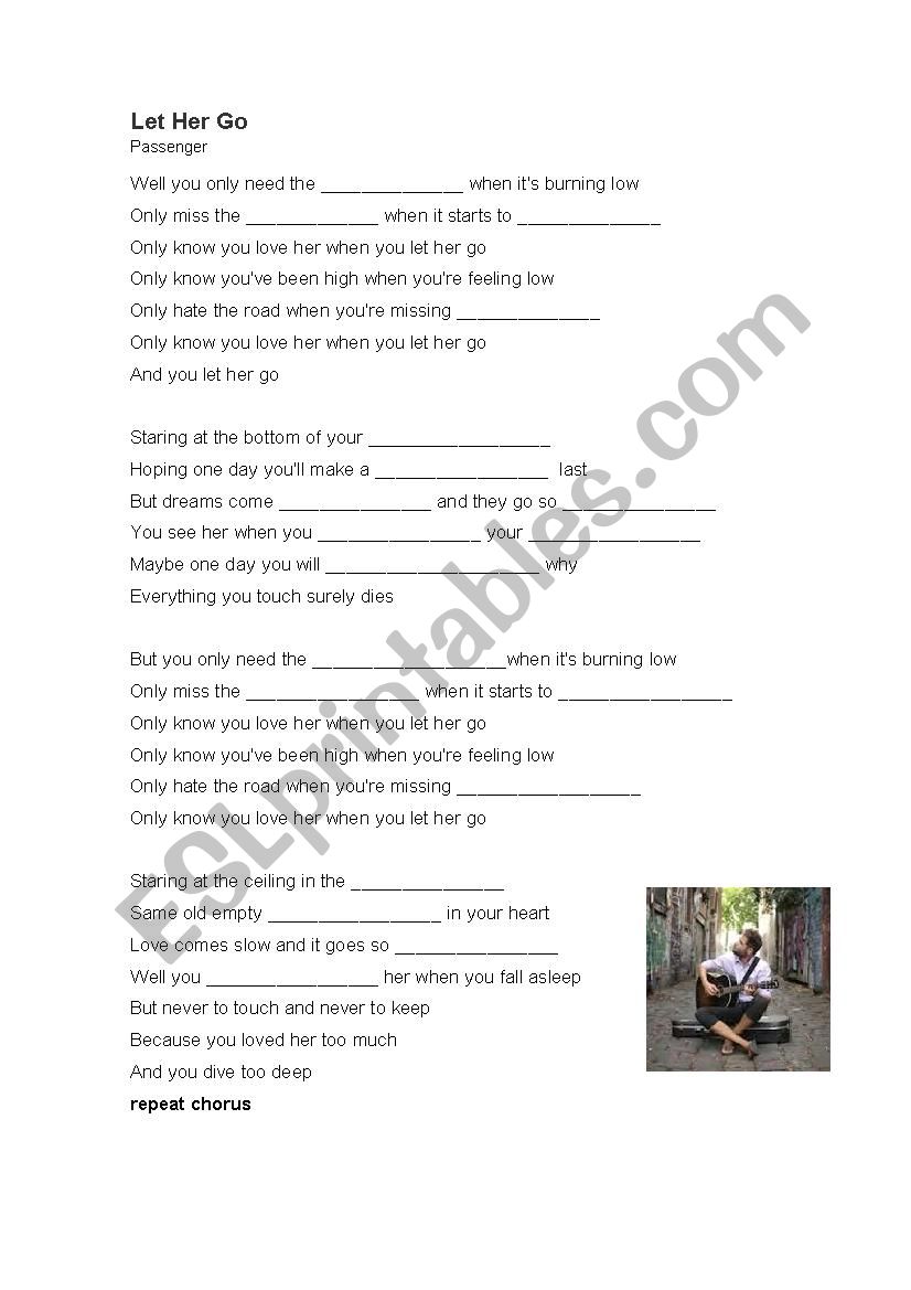 Let her go - Passenger worksheet