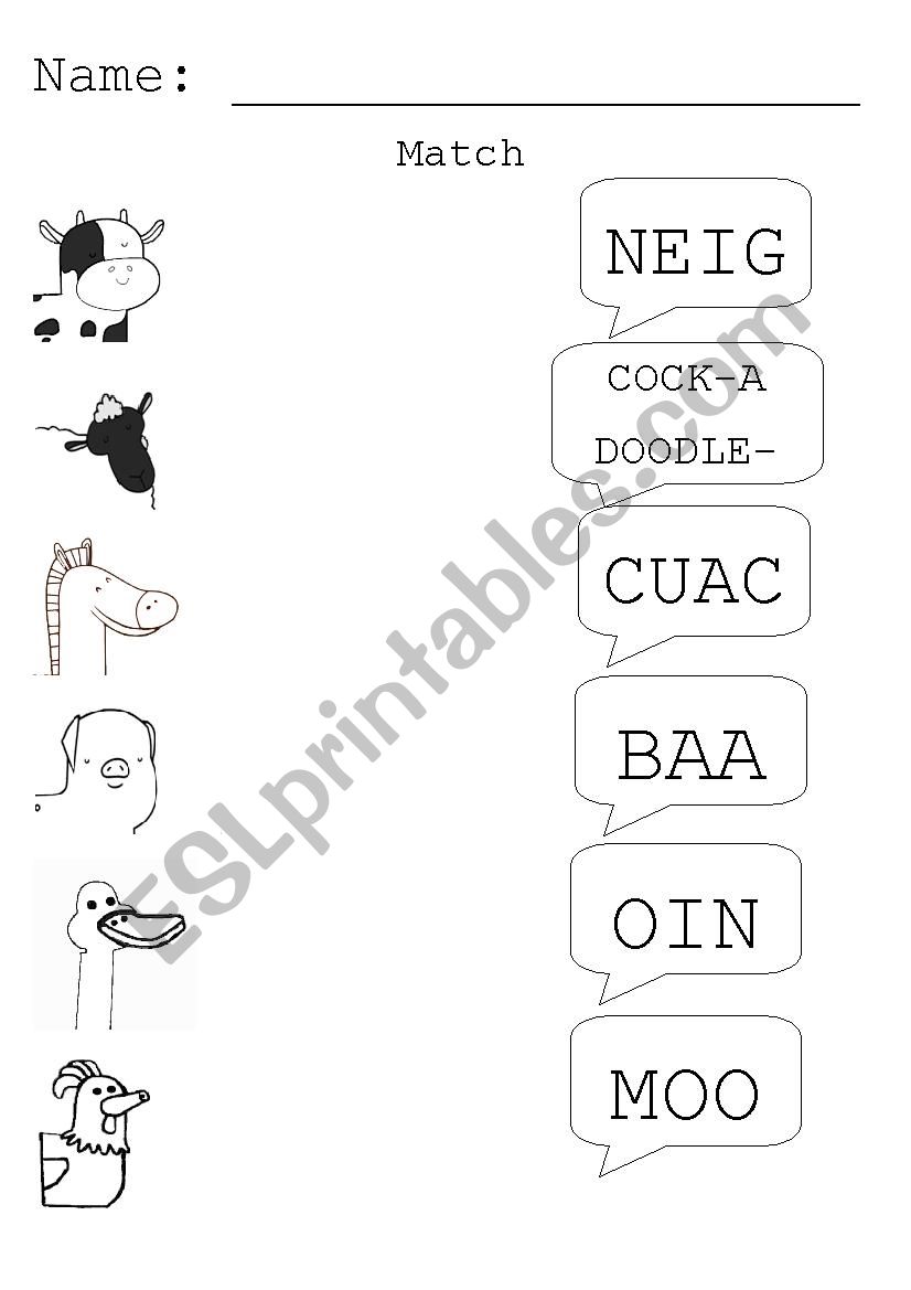 Farm animals worksheet