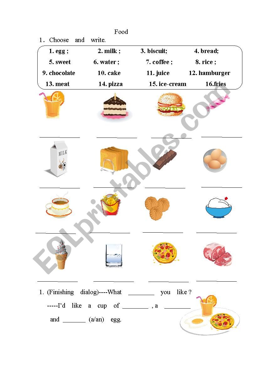 food1 worksheet