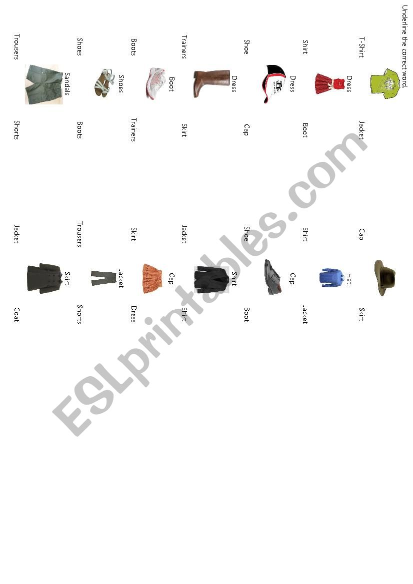 Vocabulary. Clothes worksheet