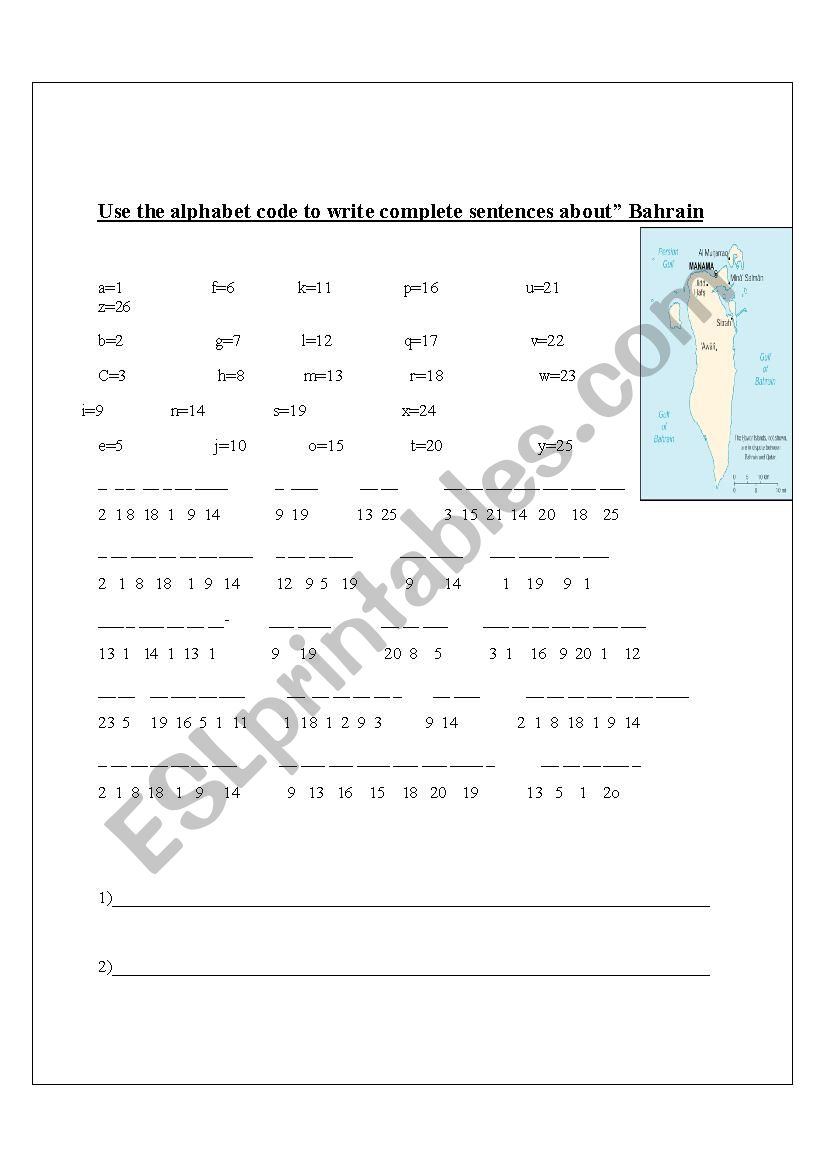 Alphabet code  worksheet