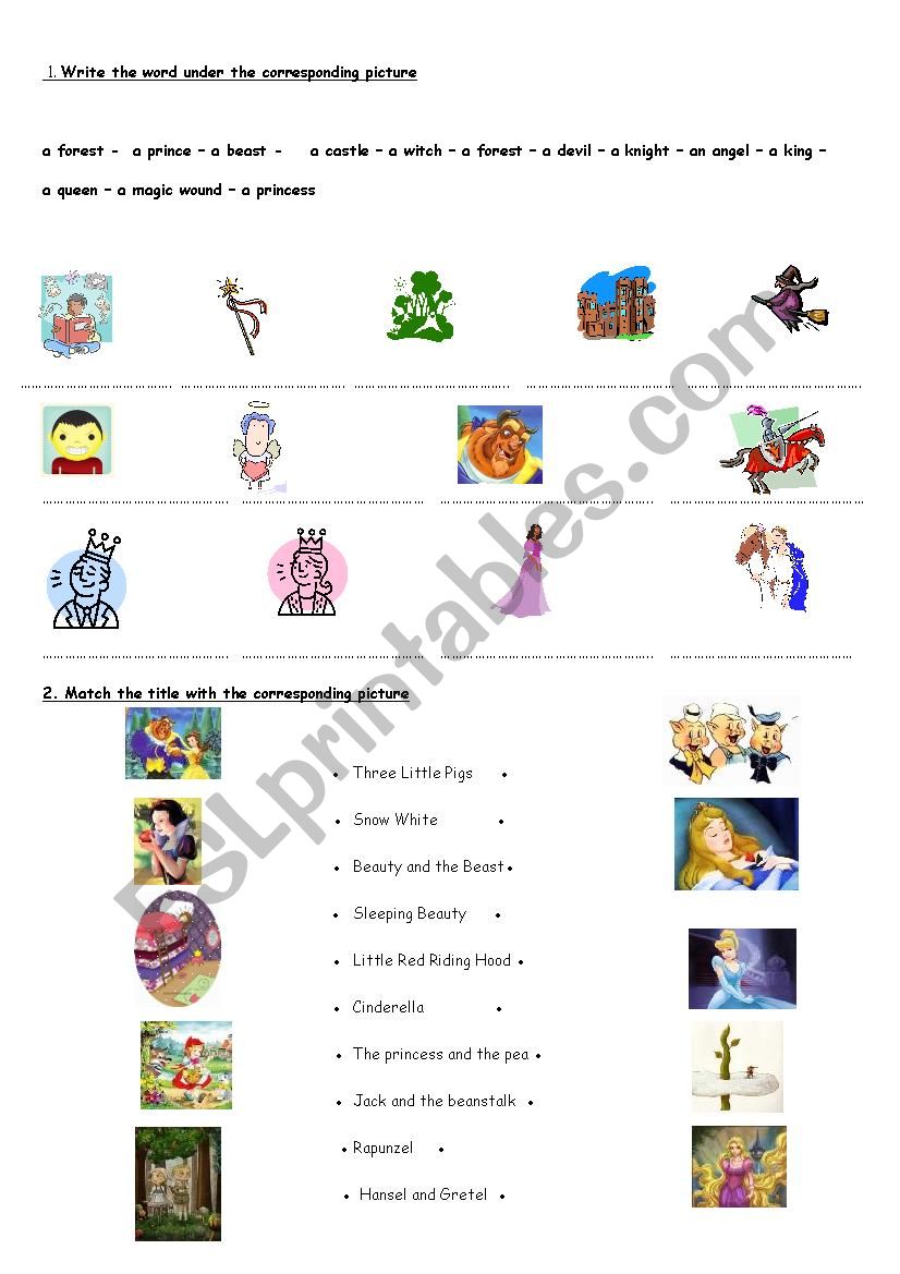 Fairy tales worksheet