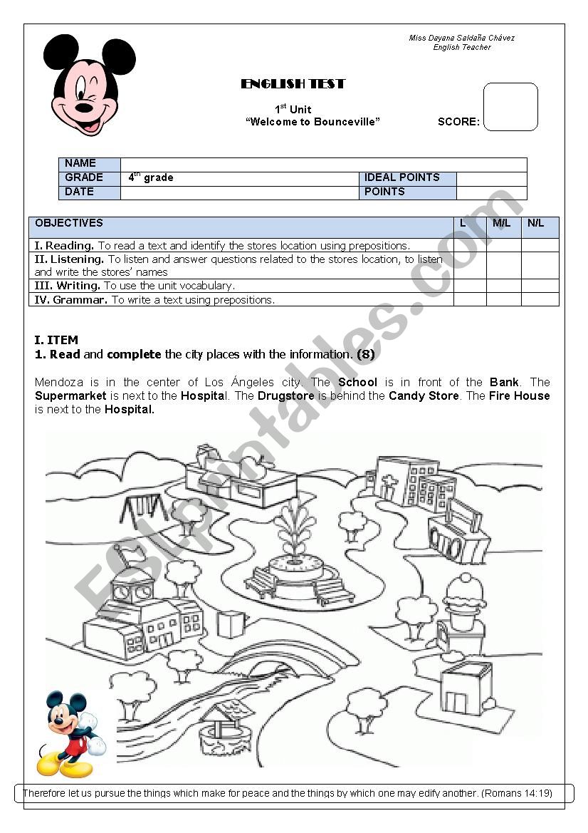 Written Evaluation worksheet