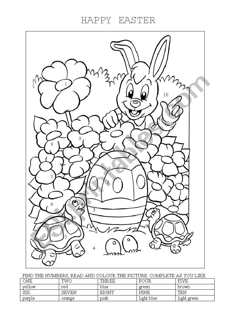 EASTER COLOURING worksheet