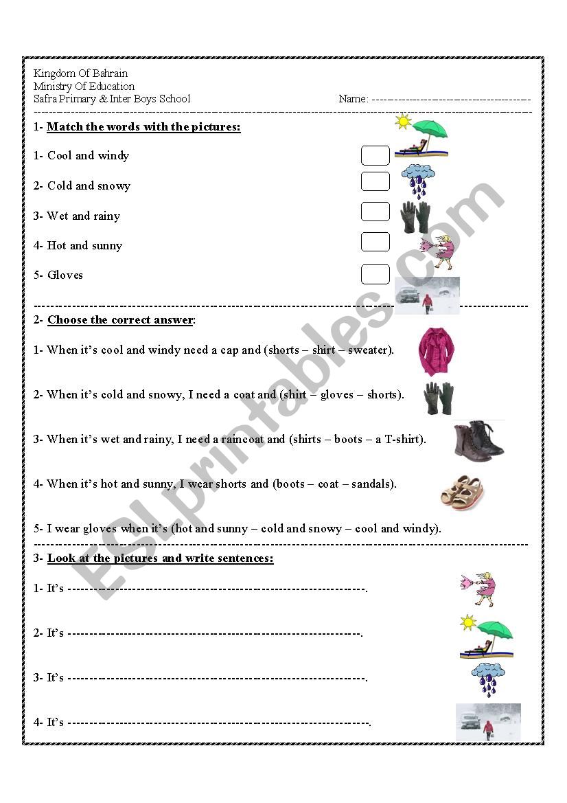 weather worksheet