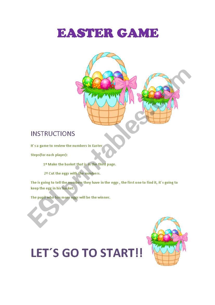 easter game worksheet