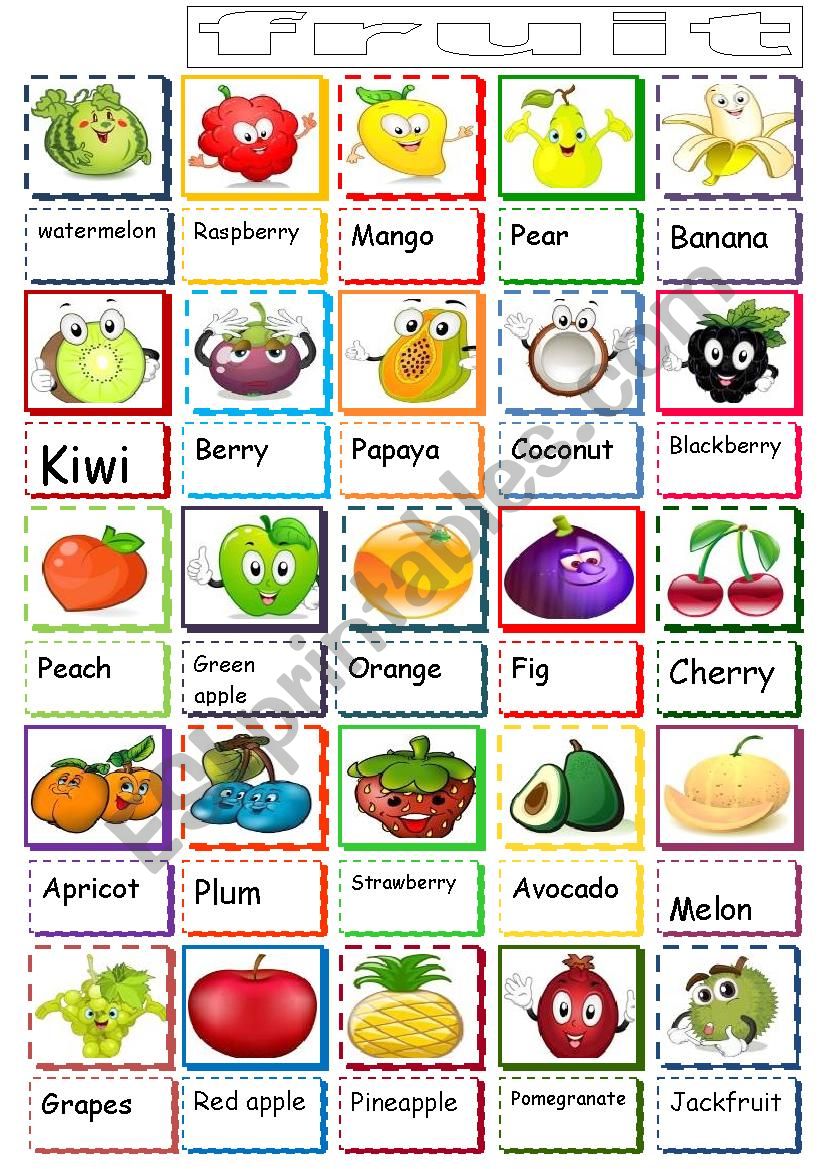 fruit pictionary worksheet