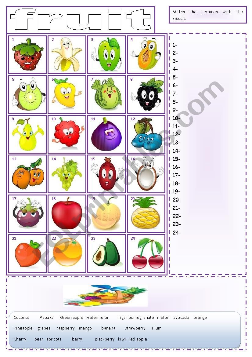 fruit matching worksheet