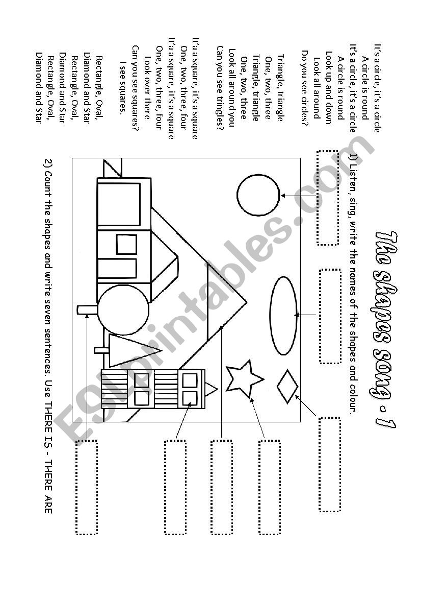 The shapes song  1 worksheet