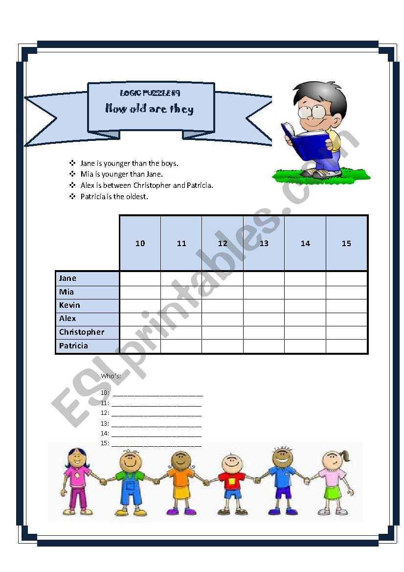 logic puzzle 9 - age (comparatives)