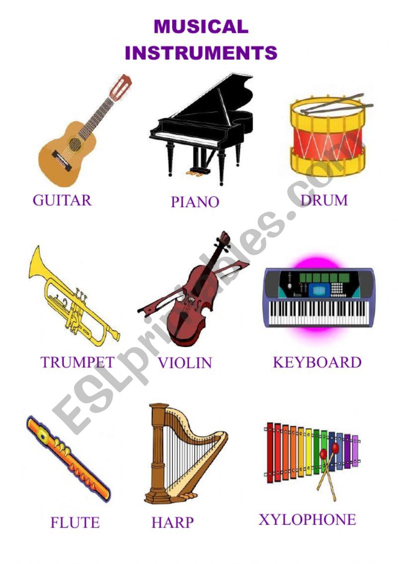 Musical instruments pictionary
