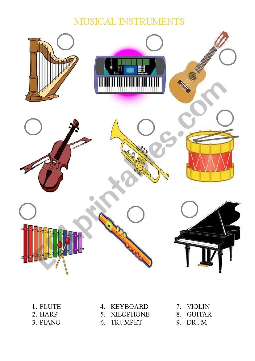 Number the musical instruments