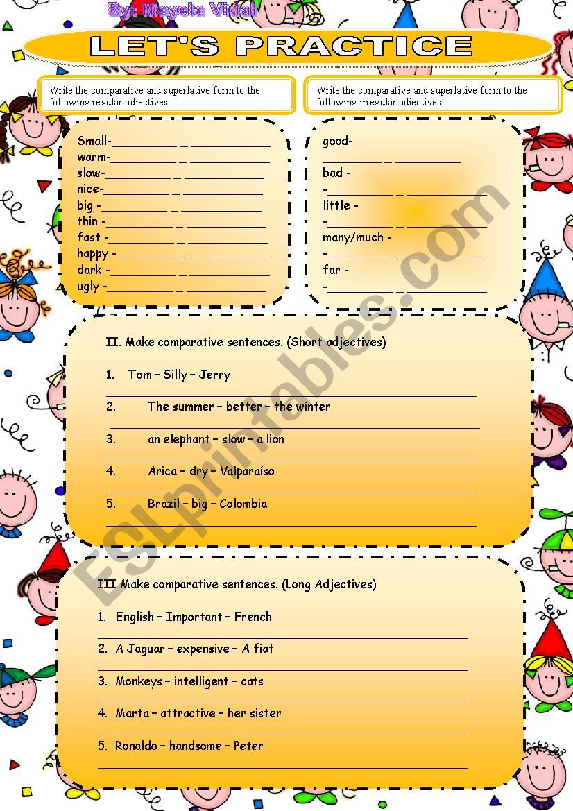 degrees of comparison  worksheet