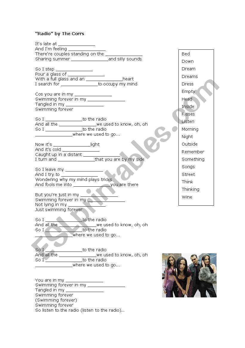 Radio by The Corrs worksheet