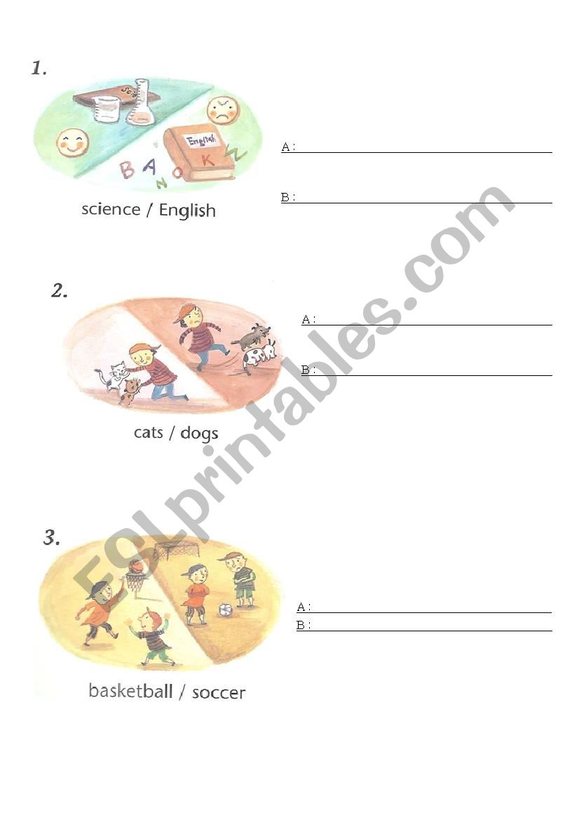 WHAT IS YOUR FAVORITE SUBJECT worksheet