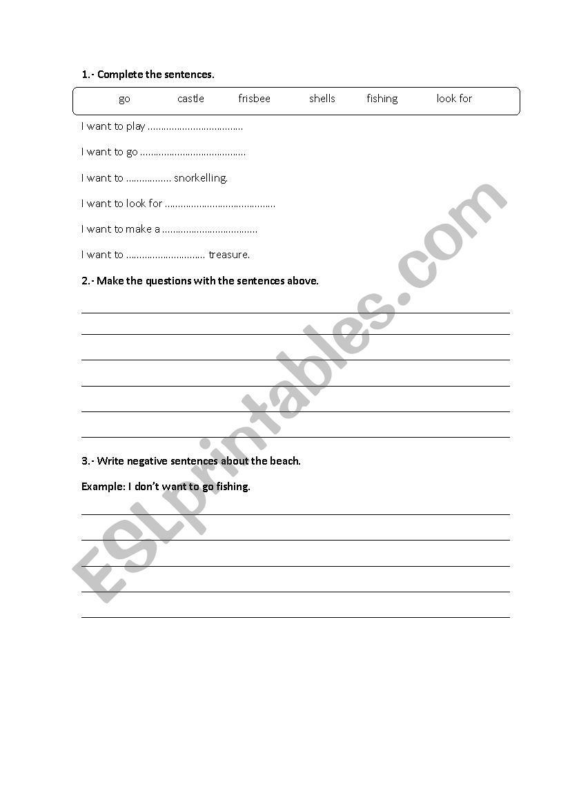 ON THE BEACH worksheet