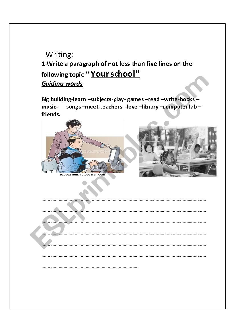 A writing  Test . worksheet