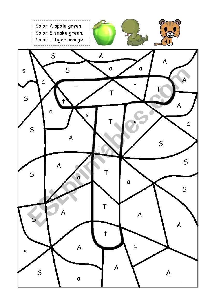 Letter T coloring activity worksheet