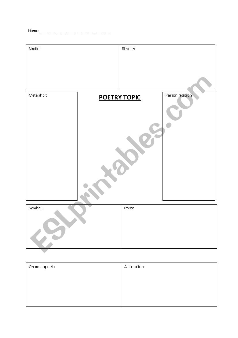 Poetry Form Graphic Organizer worksheet