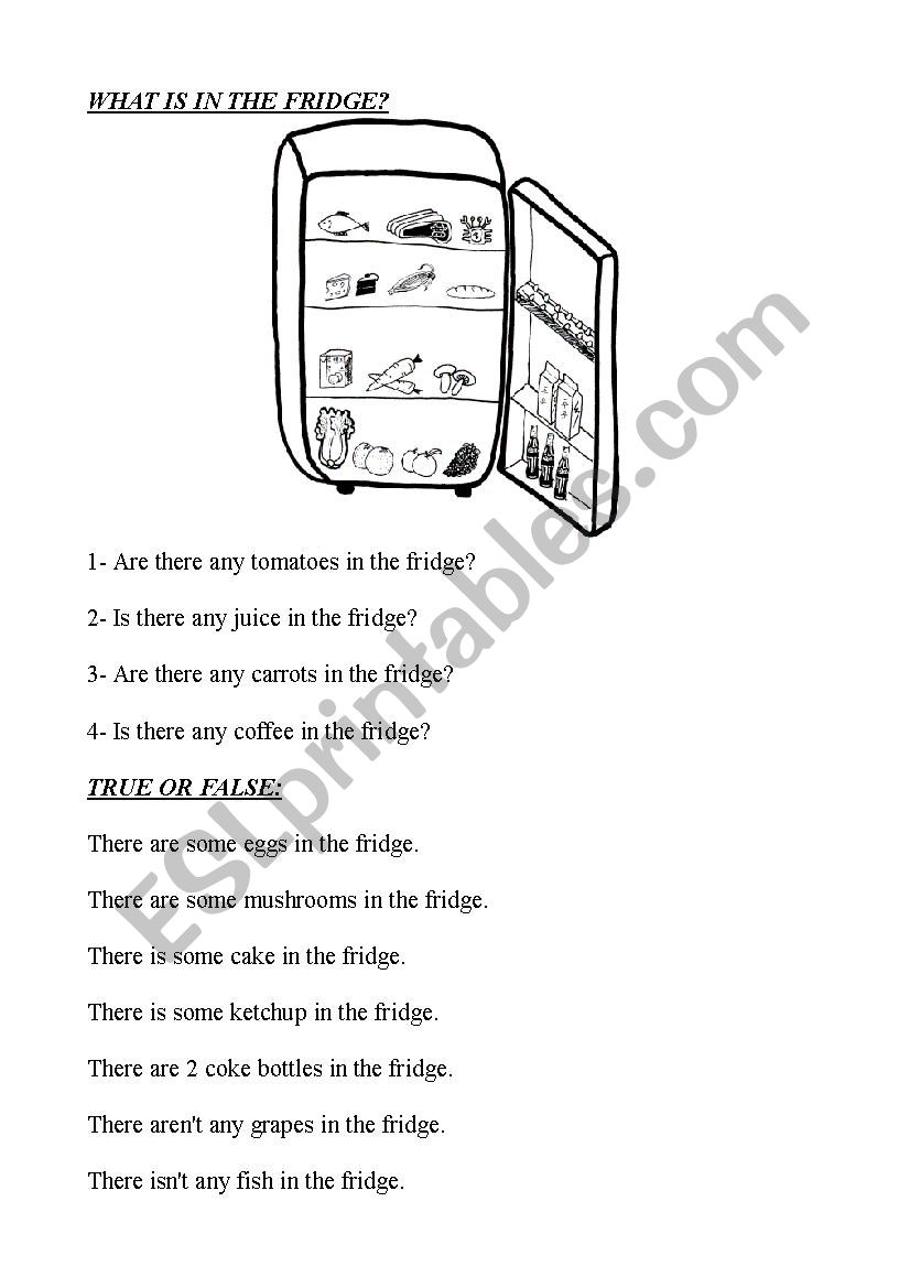 What is in the fridge? worksheet