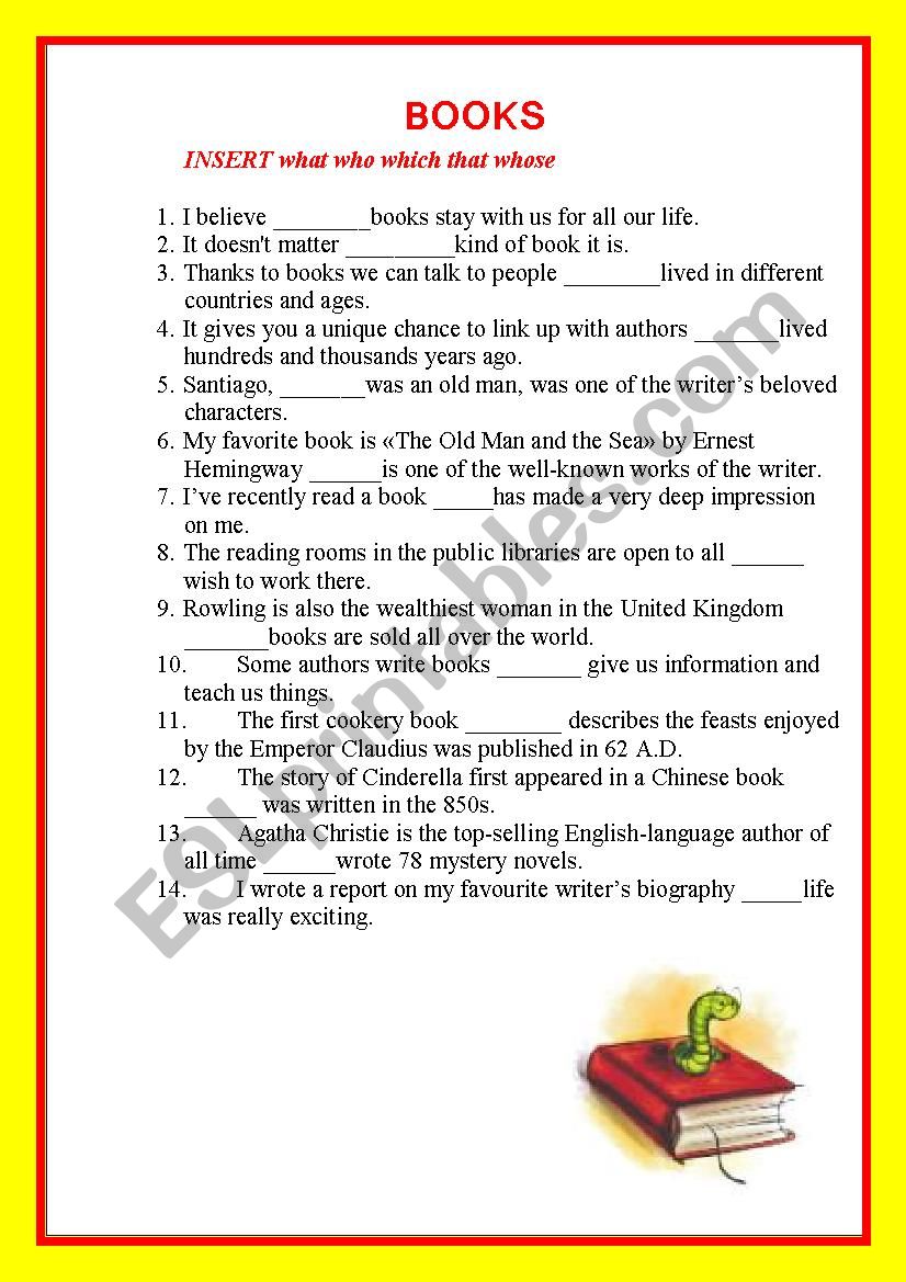 BBOKS AND READING worksheet