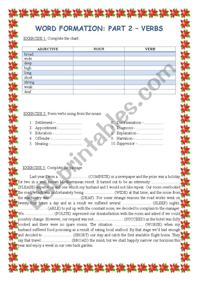 Word formation part 2 - mainly verbs + KEY