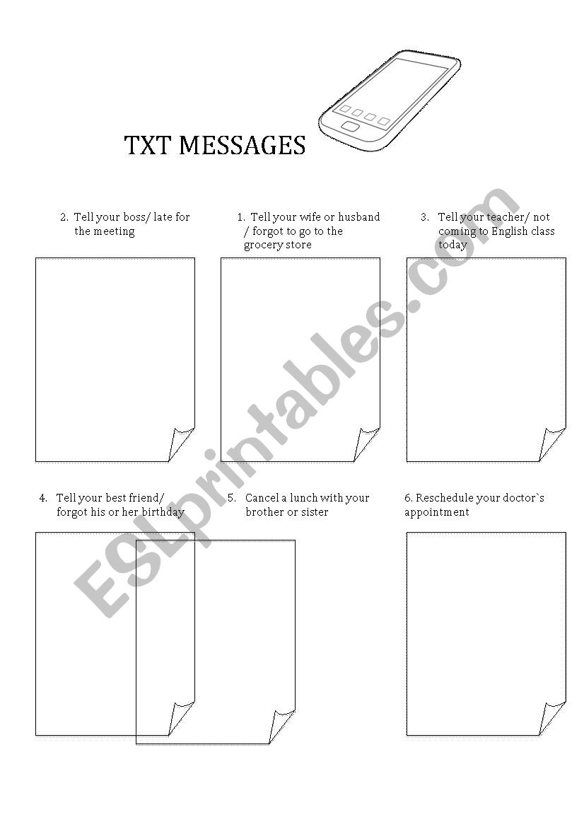 TXT MESSAGES worksheet