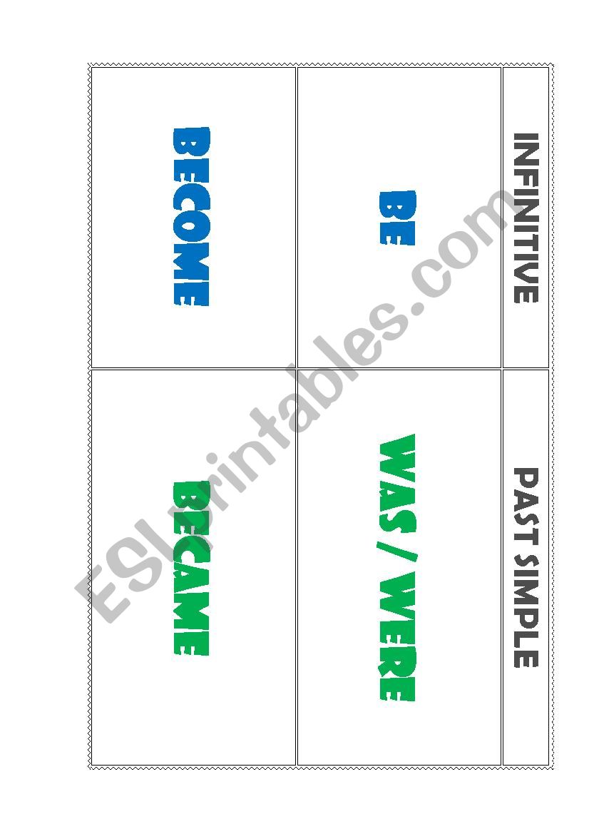 Irregular verbs Memo test and more games