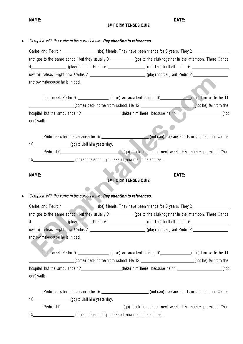 tenses quiz worksheet