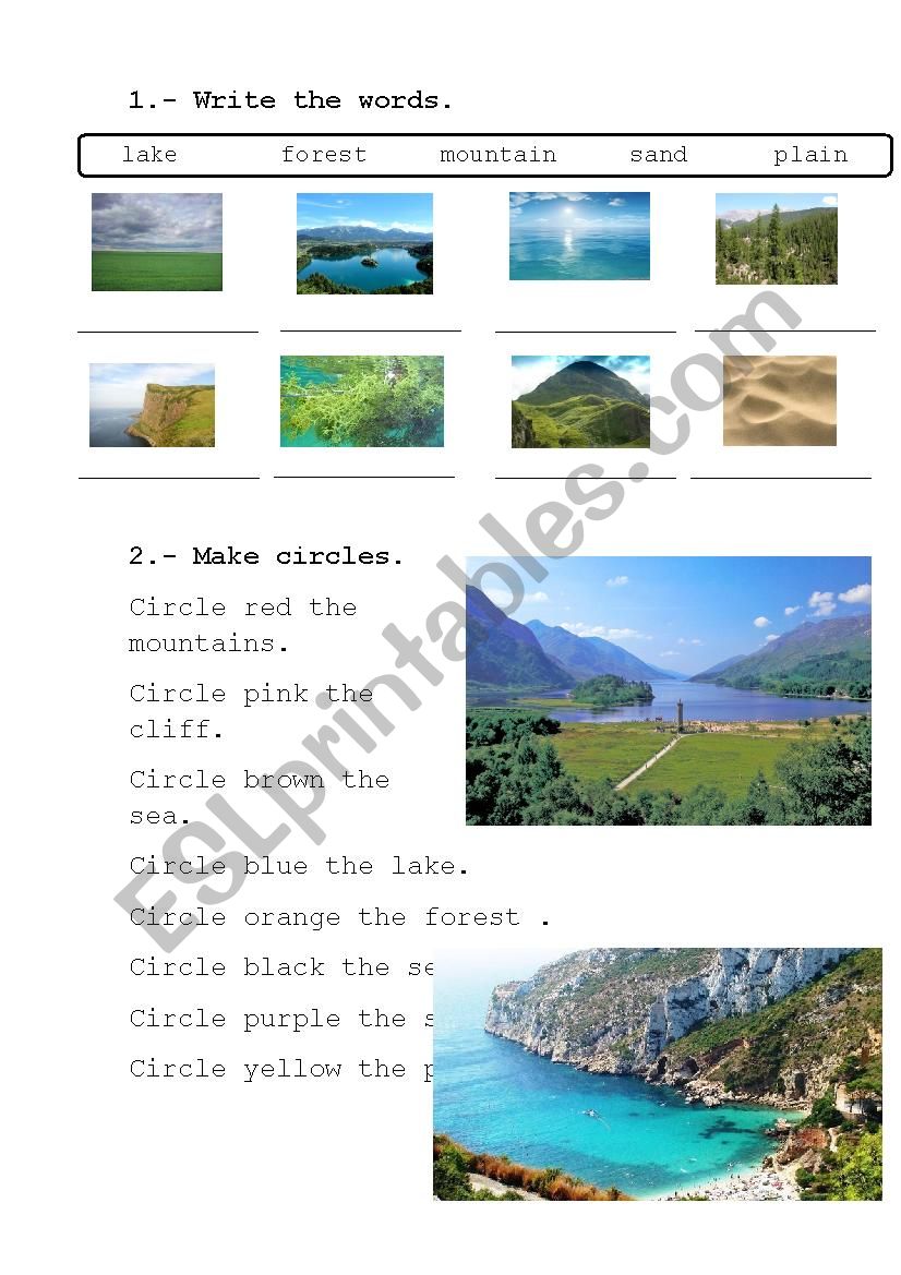 LANDSCAPES worksheet