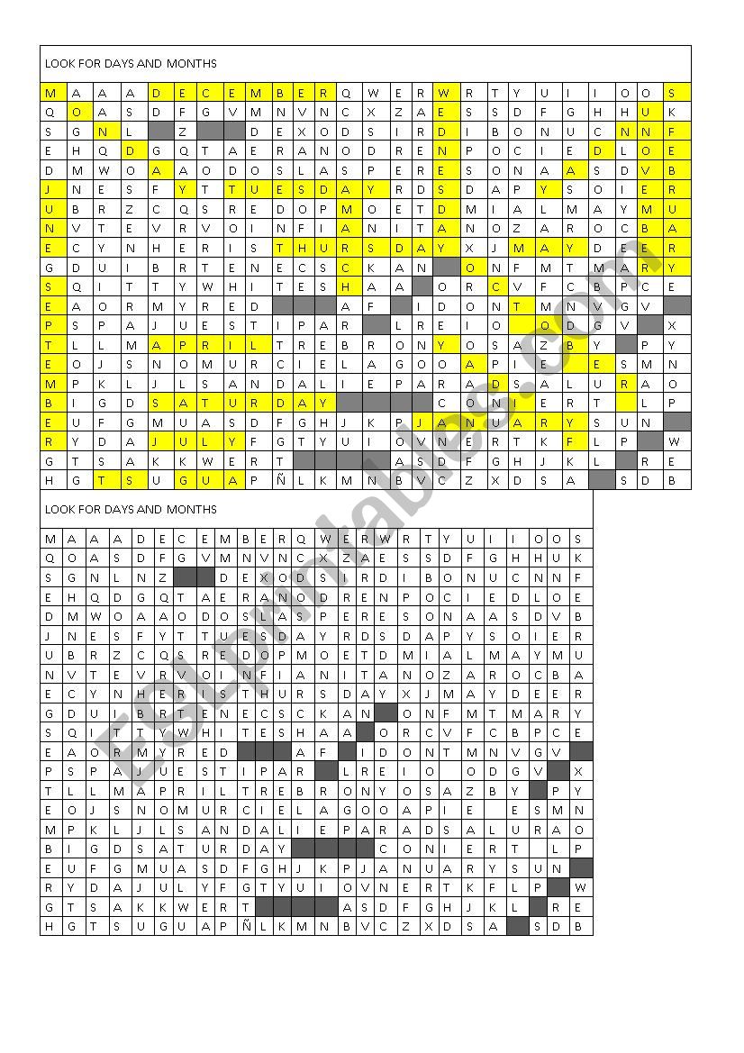 Wordsearch worksheet