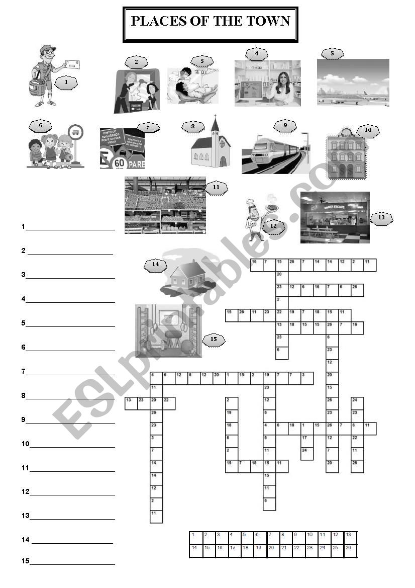 Places of the town worksheet