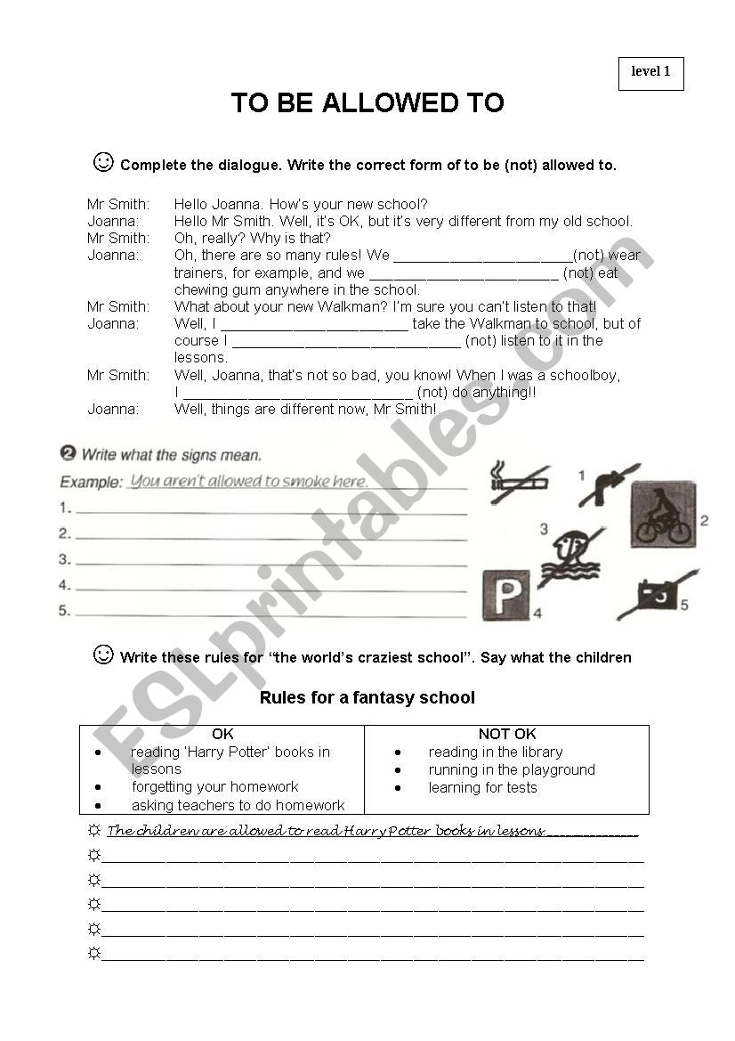 to be allowed to worksheet