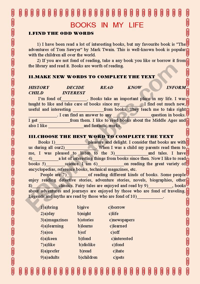 BOOKS worksheet