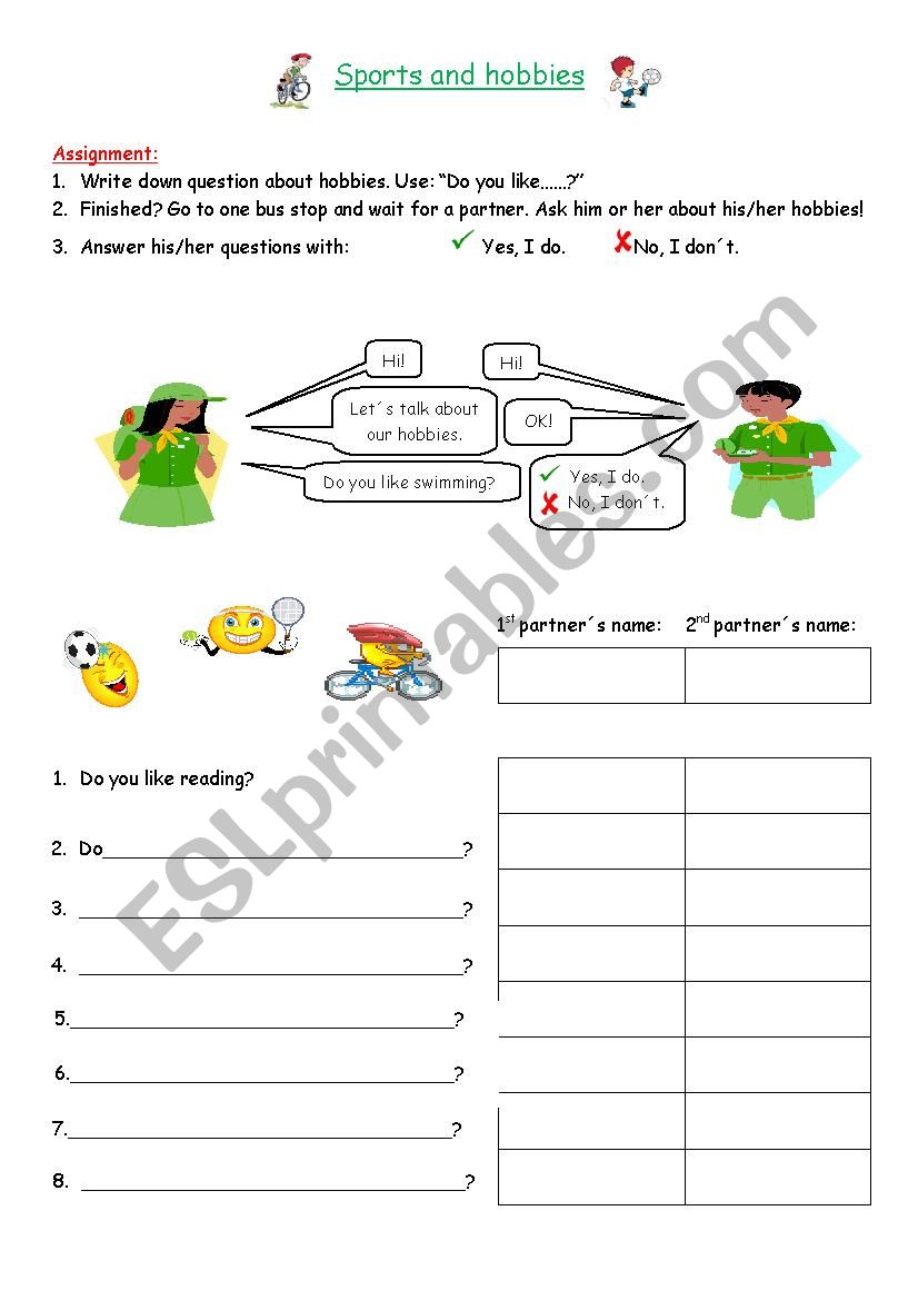 Interview about hobbies worksheet