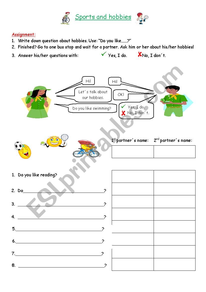 Interview about hobbies worksheet