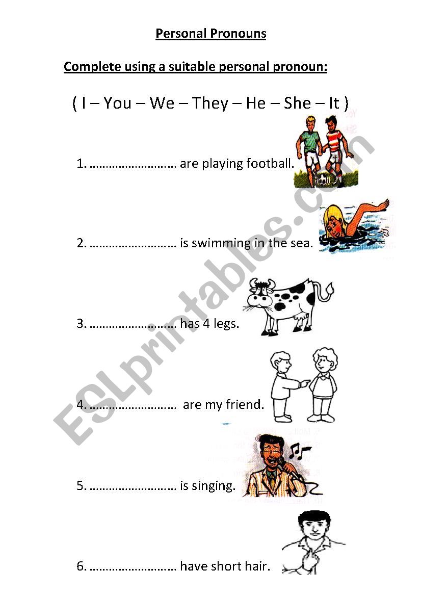 personal pronouns worksheet