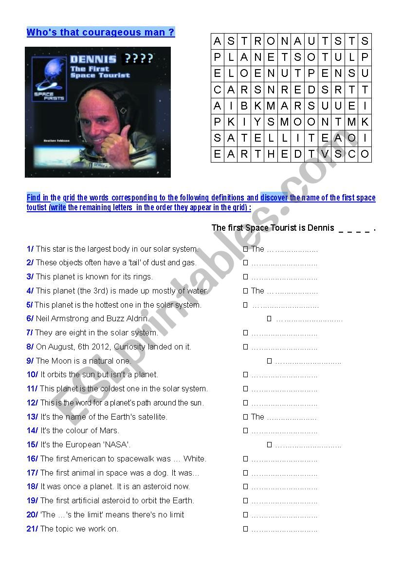 Whos that courageous man ? worksheet