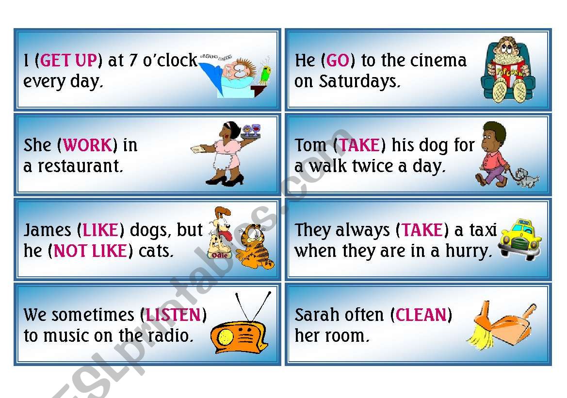 TENSES CARDS worksheet