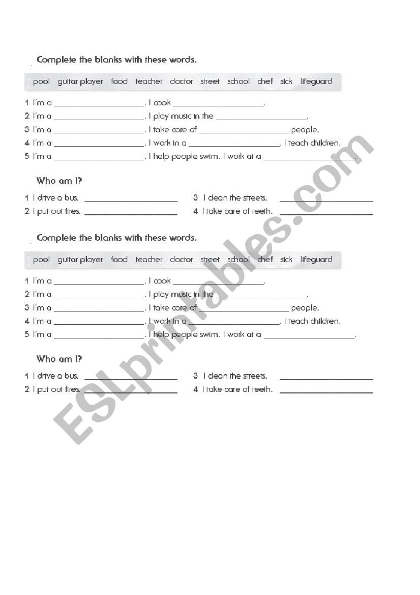 What am I ? worksheet