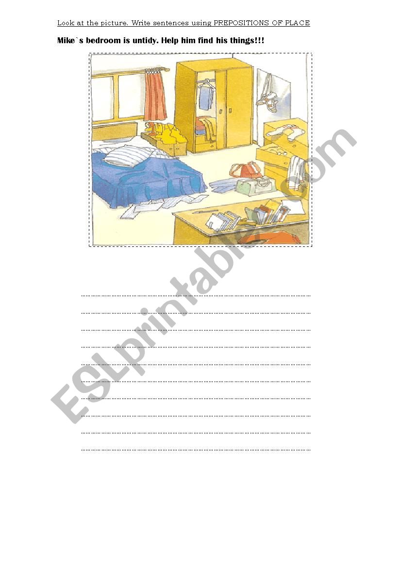 Prepositions of place worksheet